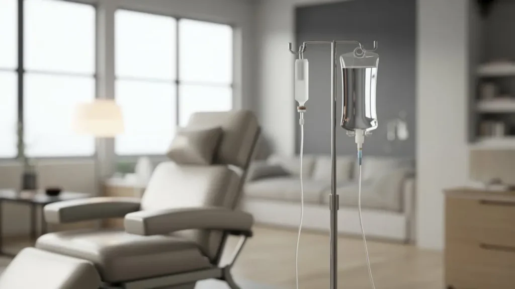 Ketamine infusion therapy room used for treatment-resistant depression in a clinical setting