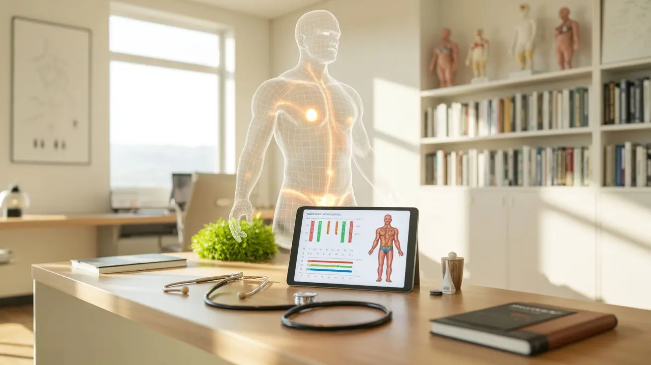 medical room with hormone and immune system diagrams showing how male hormone therapy supports immunity and overall body function